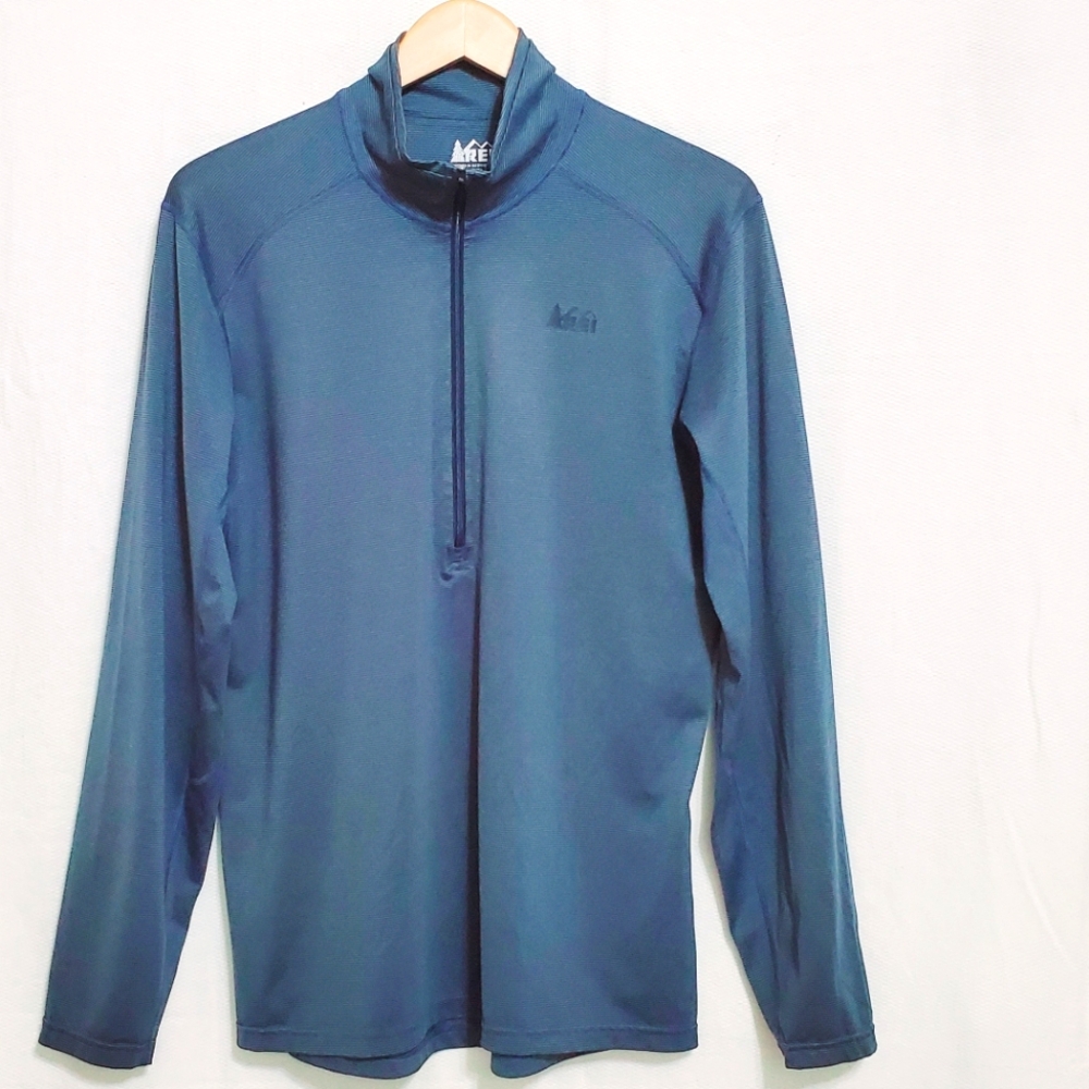REI Half Zip Pullover Blue Tonal Micro Stripe Mens Medium